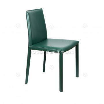 Chaises de salle à manger en cuir de selle verte minimaliste italienne